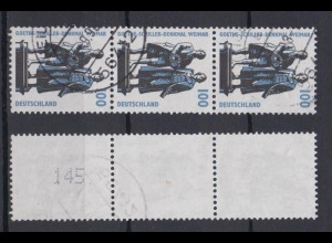 Bund 1934 RM 3er Streifen mit neuer ungerader Nummer SWK 100 Pf gestempelt /3