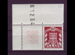 Saarland D 44 mit Leerfeld + Bogennummer Dienstmarke 100 Fr postfrisch 