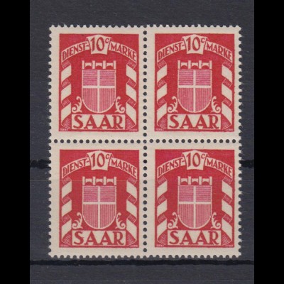 Saarland D 33 4er Block Dienstmarke 10 C postfrisch