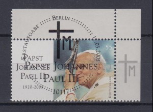 Bund 2460 Eckrand rechts oben Papst Johannes Paul II. 55 C ESST Berlin