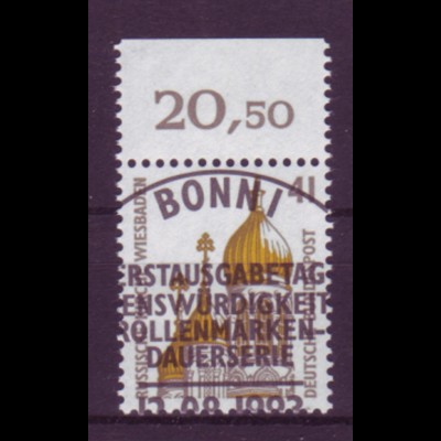 Bund 1687 mit Oberrand SWK 41 Pf mit Ersttagstempel Bonn