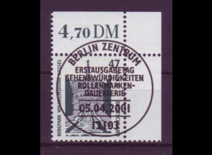 Bund 2176 Eckrand rechts oben SWK 47 Pf/0,24 € mit Ersttagsstempel Berlin