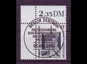 Bund 2176 Eckrand links oben SWK 47 Pf/0,24 € mit Ersttagsstempel Berlin
