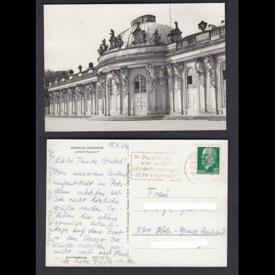 Ansichtskarte Potsdam Sanssouci Schloß Sanssouci mit Stempel Die Postleitzahl 