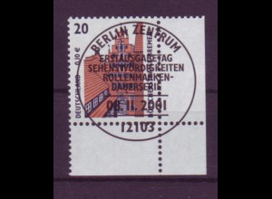 Bund 2224 Eckrand rechts unten SWK 20 Pf/0,10 € mit Ersttagsstempel Berlin