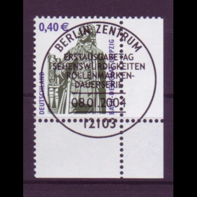 Bund 2375 Eckrand rechts unten SWK 40 Cent mit Ersttagsstempel Berlin