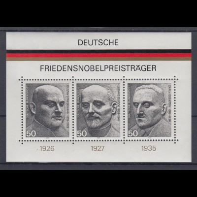 Bund Block 11 Deutsche Friedensnobelpreisträger 3x 50 Pf postfrisch