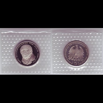 Münze 5 DM 1981 G Reichsfreiherr vom Stein polierte Platte /33