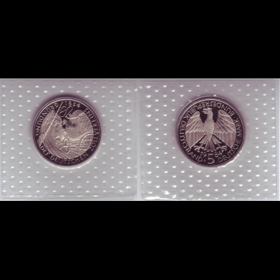 Münze 5 DM 1984 D Deutscher Zollverein polierte Platte /38