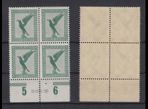 Deutsches Reich 378 Unterrand 4er Block + HAN Flugpostmarken Adler 5 Pf ** /3