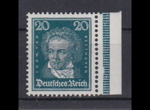 Deutsches Reich 392x mit Seitenrand Ludwig van Beethoven 20 Pf **