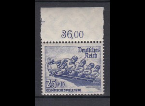 Deutsches Reich 602x mit Oberrand Olympische Winterspiele 1936 25+ 15 Pf **