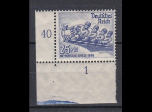 Deutsches Reich 602x Ecke links unten Olympische Winterspiele 1936 25+ 15 Pf **
