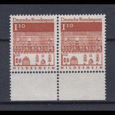 Bund 501 waagerechtes Paar mit Unterrand Deutsche Bauwerke 50 Pf postfrisch