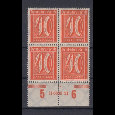 Deutsches Reich 182 4er Block mit HAN im Unterrand Ziffern 40 Pf postfrisch 