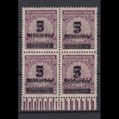 Dt. Reich 332 A mit Unterrand 4er Block Ziffern 5 Mrd M auf 2 Miio M ** /2