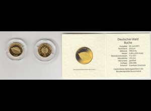 Goldmünze 20 Euro 2011 Deutscher Wald - Buche mit Zertifikat in Kapsel