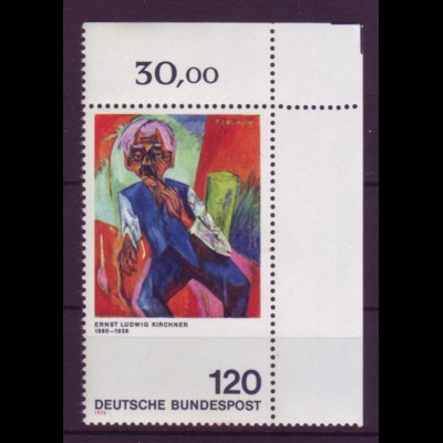 Bund 823 III mit Plattenfehler Eckrand rechts Deutscher Impressionismus 120 Pf**