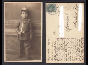 Ansichtskarte Junge in Uniform gestempelt Langensalza 1914