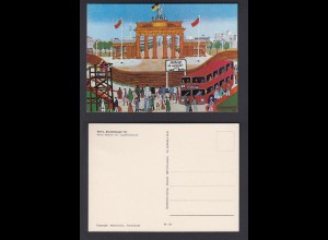 Ansichtskarte Berlin Brandenburger Tor Naive Malerei von Ingrid Emmerich