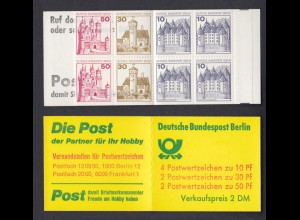 Berlin 532 I Plattenfehler II Markenheftchen 10b Burgen+Schlösser 1977 **
