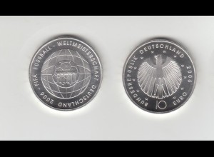 Silbermünze 10 Euro stempelglanz 2006 Fussball Weltmeisterschaft 