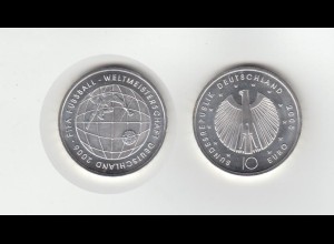 Silbermünze 10 Euro stempelglanz 2005 Fussball Weltmeisterschaft 