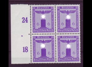 Deutsches Reich Dienst D 159 ohne WZ 4er Block 6 Pf ** Seitenrand links