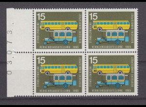 Bund 470 4er Block mit Bogennummer IVA 1969 München 15 Pf postfrisch
