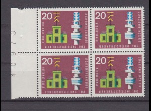 Bund 471 4er Block mit Bogennummer IVA 1969 München 20 Pf postfrisch