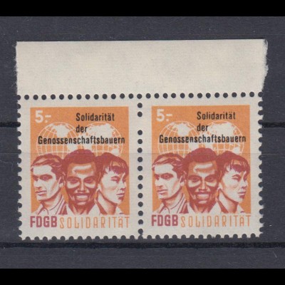 DDR Spendenmarken FDGB 1 fehlendes Zahnloch mit Oberrand waager. Paar 5 Mark **