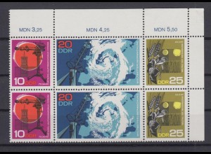 DDR 1343-1345 Zusammendruck Eckrand rechts oben 6er Bl Meteorlogischer Dienst **