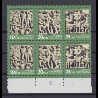 DDR 1988-1990 Zusammendruck mit Unterrand 6er Bl. Briefmarkenausstellung `74 **