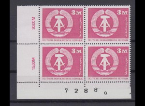 DDR 1967 Bogennummer Eckrand links oben 4er Block Aufbau in der DDR 3 M **