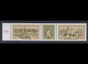 DDR 2153-2154 ZD mit Seitenrand 3er Str. Briefmarkenausstellung 10+5 Pf, 20 Pf**