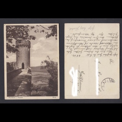 Ansichtskarte Auerbach in Hessen mit der Burg 1932
