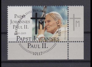 Bund 2460 Eckrand rechts unten Papst Johannes Paul II. 55 C ESST Berlin