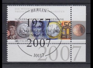 Bund 2618 Eckrand rechts unten 50 Jahre Deutsche Bundesbank 55 C ESST Berlin