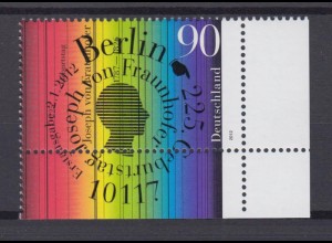 Bund 2907 Eckrand rechts unten Joseph von Fraunhofer 90 Cent ESST Berlin
