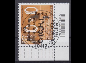 Bund 3420 mit EAN Eckrand rechts unten Ernst Otto Fischer 70 C ESST Berlin