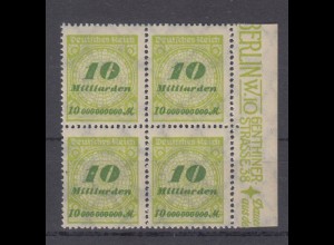 Deutsches Reich 328 AW 4er Block Seitenrand rechts Kreis mit Rosetten 10 Mrd /1 