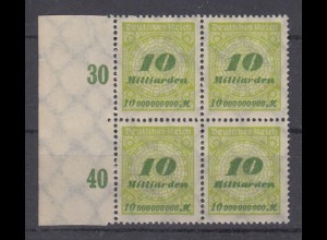 Deutsches Reich 328 AW 4er Block Reihenwertzähler Kreis mit Rosetten 10 Mrd **/1