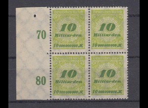 Deutsches Reich 328 AW 4er Block Reihenwertzähler Kreis mit Rosetten 10 Mrd **/2