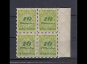 Deutsches Reich 328 AW 4er Block Seitenrand rechts Kreis mit Rosetten 10 Mrd /3 