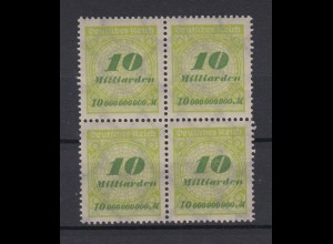 Deutsches Reich 328 AP 4er Block Kreis mit Rosetten 10 Mrd postfrisch