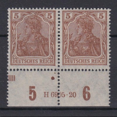 Deutsches Reich 140 a waagerechtes Paar mit HAN Germania 5 Pf postfrisch /1
