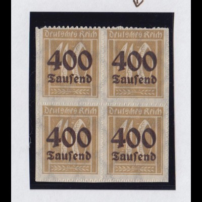 Deutsches Reich 300 II Abart 4er Bl. Ziffern im Rechteck 400 Tsd auf 40 Pf ** /1