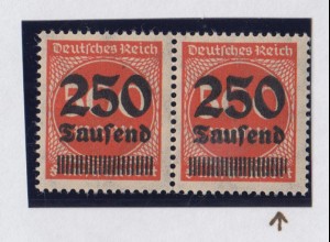 Dt. Reich 296 Plf. waagerechtes Paar Ziffern im Rechteck 250 Tsd auf 500 M ** /1