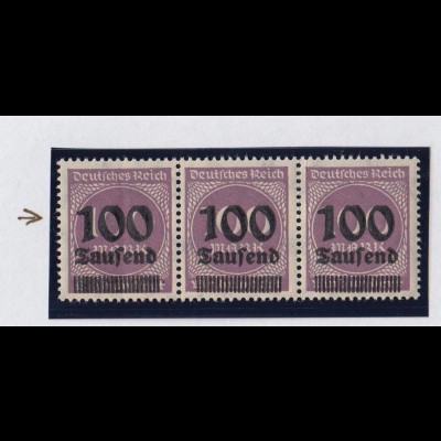 Deutsches Reich 289 Plf. 3er Streifen Ziffern im Kreis 100 Tsd auf 100 M **