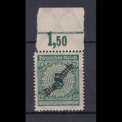 Deutsches Reich Dienst D 100 Einzelmarke Oberrand 5 Pf 